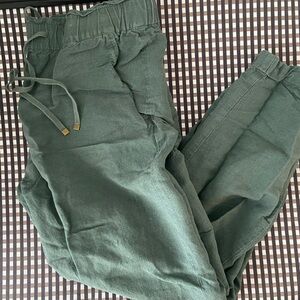 Loft Green Linen Jogger Pants